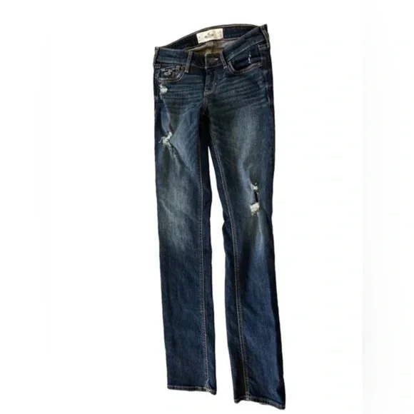 Like new Hollister boot cut flare dark wash distressed denim - Picture 1 of 4